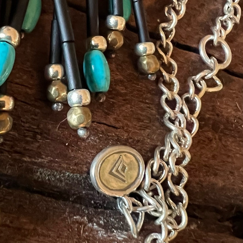 Silpada Fringe Necklace Blue Turquoise Howlite Gems Southwest Brass Western - Picture 10 of 11